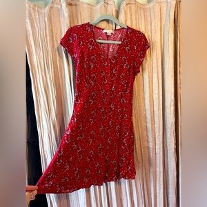 *Sold on Merc* Red “Band of Gypsies” corset peasant dress❤️